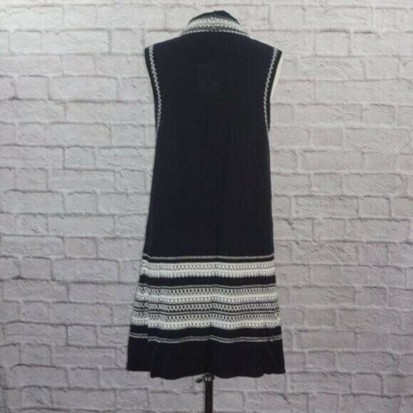 Vince Black White Duster Cardigan Sweater Vest - Picture 3 of 10
